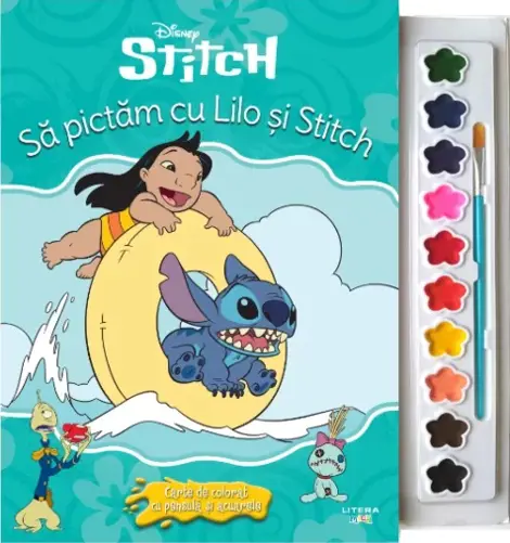 Disney. Stitch. Sa pictam cu Lilo si Stitch. Carte de colorat cu pensula si acuarele