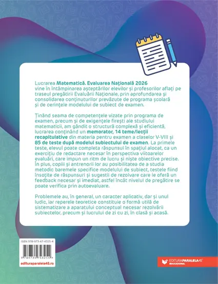 Matematica. Evaluare Nationala 2026. Clasa a VIII-a