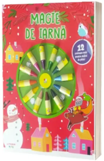 Magie de iarna. Carte de colorat. 12 creioane mici pentru maini de pitici