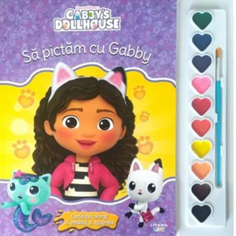 Gabby\'s Dollhouse. Sa pictam cu Gabby. Carte de colorat cu pensula si acuarele