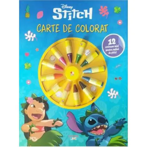 Disney. Stitch. Carte de colorat. 12 creioane mici pentru maini de pitici