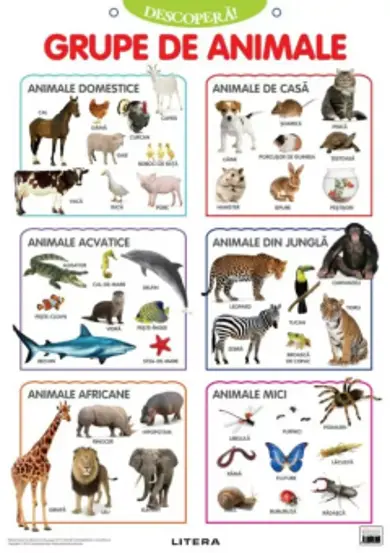 Descopera! Grupe de animale (planse educationale)