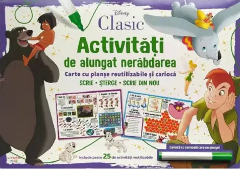 Activitati de alungat nerabdarea. Carte cu planse reutilizabile si carioca. Disney