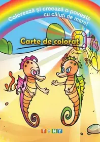 Coloreaza si creeaza o poveste cu caluti de mare! Carte de colorat