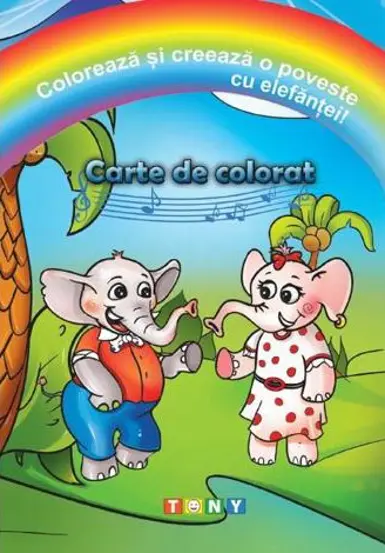 Coloreaza si creeaza o poveste cu elefantei! Carte de colorat