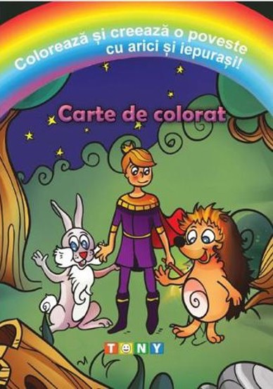 Coloreaza si creeaza o poveste cu arici si iepurasi! Carte de colorat