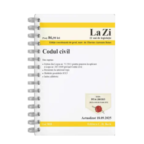 Codul civil. Cod 808. Actualizat la 18.09.2025 Editie SPIRALATA