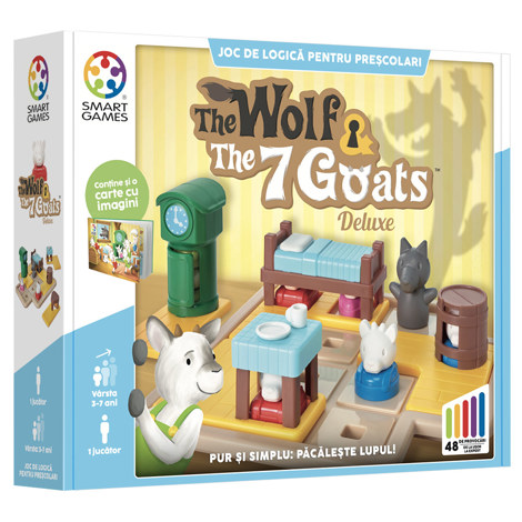Smart Games - The Wolf & The 7 Goats - Deluxe joc de logica cu 48 de provocari 3+ ani editie lb. Romana