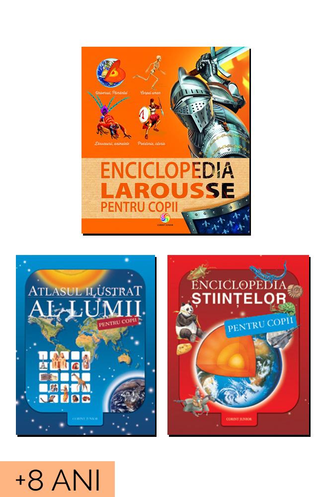 Pachet Enciclopedia Larousse pentru copii Enciclopedia stiintelor Atlasul ilustrat al lumii pentru copii bookzone.ro poza bestsellers.ro