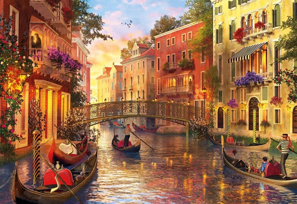 Puzzle Educa - Dominic Davison: Sunset in Venice 1500 piese