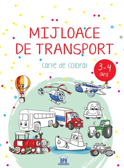 Mijloace de transport (3-4 ani) - carte de colorat