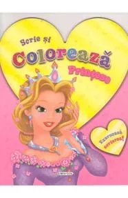 Scrie si coloreaza printese - roz