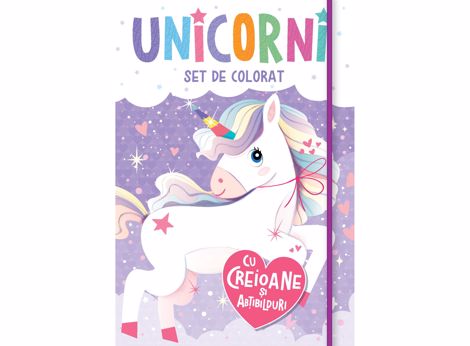 Unicorni – Set de colorat cu creioane si autocolante Reduceri Mari Aici (creioane) Bookzone