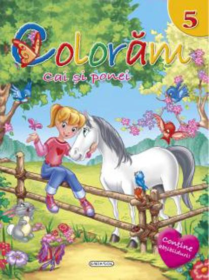 Vezi detalii pentru Coloram 5: Cai si ponei (Contine abtibilduri)