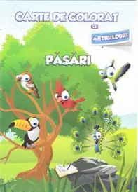Carte de colorat cu abțibilduri - Păsări