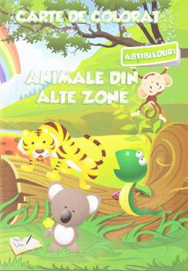 Carte de colorat cu abțibilduri - Animale din alte zone