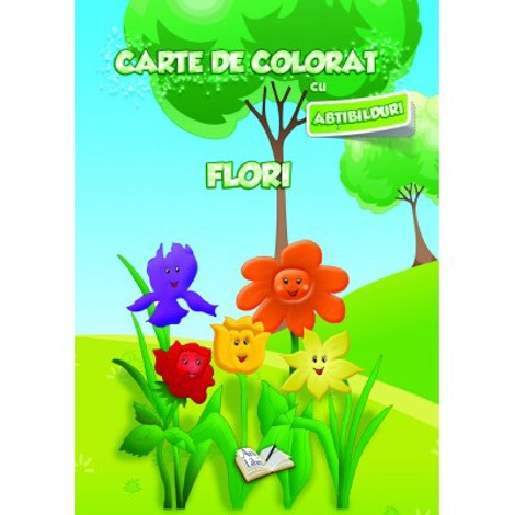Vezi detalii pentru Carte de colorat cu abțibilduri - Flori