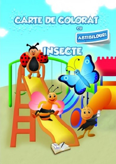 Carte de colorat cu abțibilduri - Insecte