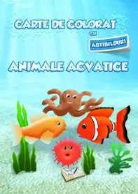 Carte de colorat cu abtibilduri. Animale acvatice