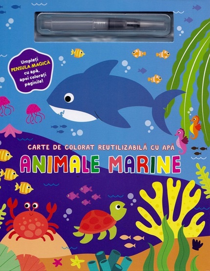 Vezi detalii pentru Animale marine. Carte de colorat cu apa