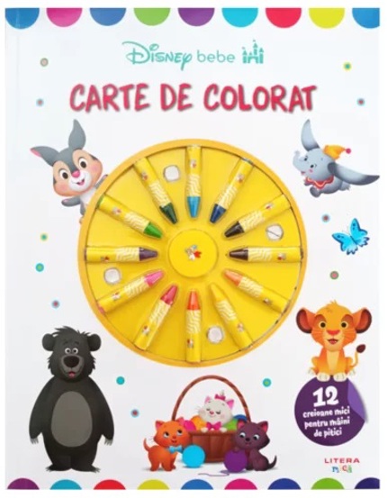 Vezi detalii pentru Disney Bebe. Carte de colorat. 12 creioane mici pentru maini de pitici