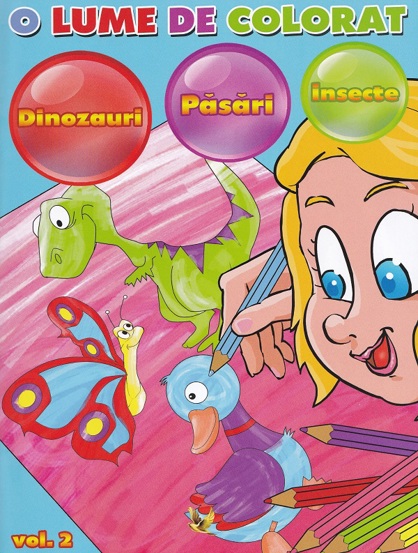 O lume de colorat Vol.2: dinozauri pasari insecte