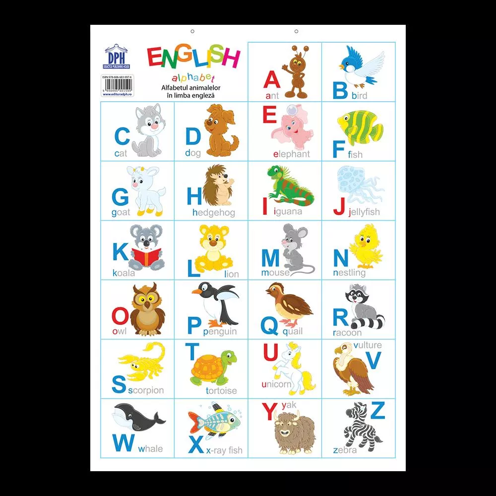 Plansa - Alfabetul animalelor in limba engleza (resigilat)
