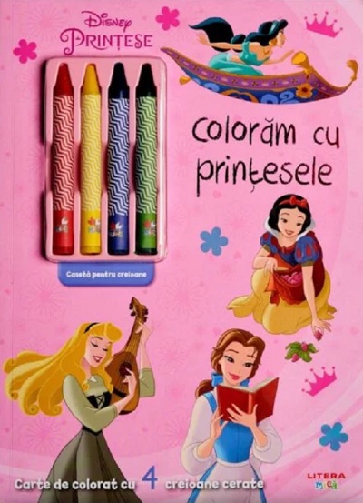 Vezi detalii pentru Disney. Printese. Coloram cu printesele. Carte de colorat cu 4 creioane cerate