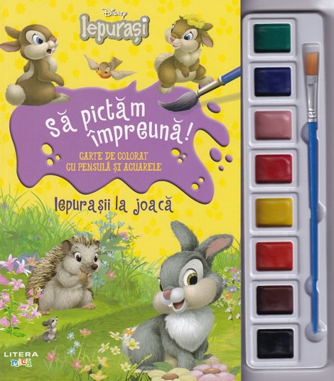 Vezi detalii pentru Disney: Iepurasii la joaca. Sa pictam impreuna! Carte de colorat cu pensula si acuarele