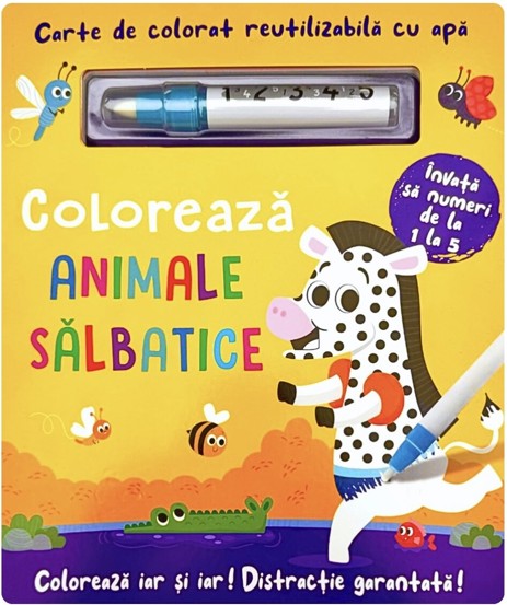 Vezi detalii pentru COLOREAZA ANIMALE SALBATICE - REUTILIZABILA CU APA