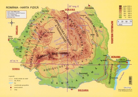 Plansa: Romania. Harta fizica (resigilat)