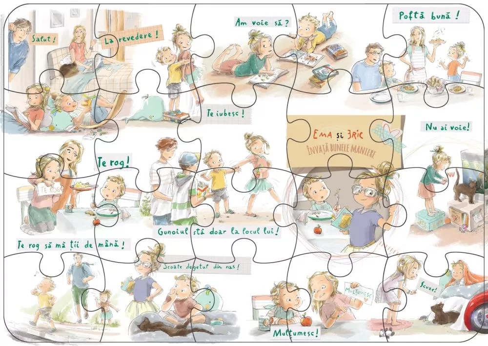 Ema si Eric invata bunele maniere - Puzzle gigant