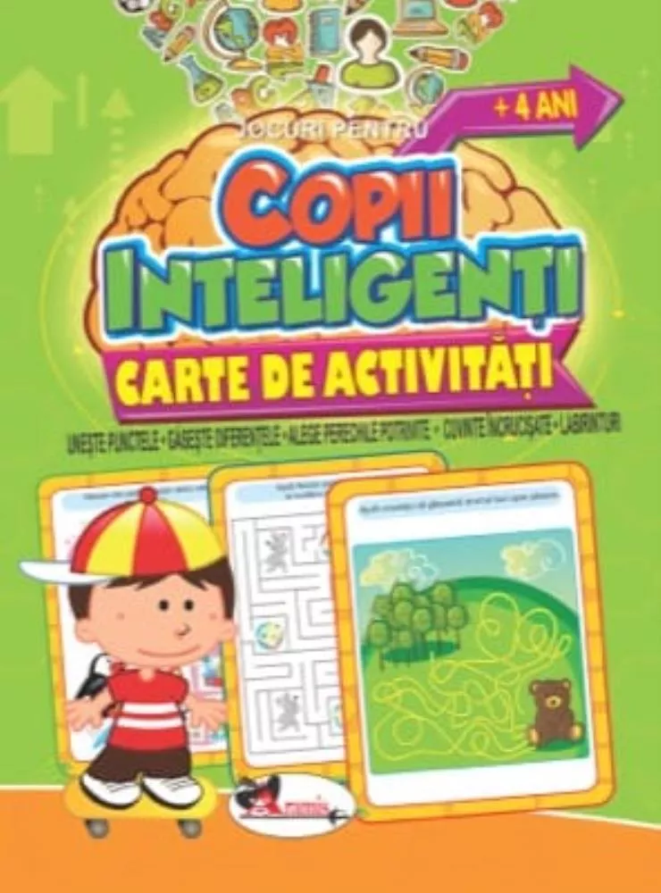 Jocuri pentru copii inteligenti, +4 ani. Carte de activitati